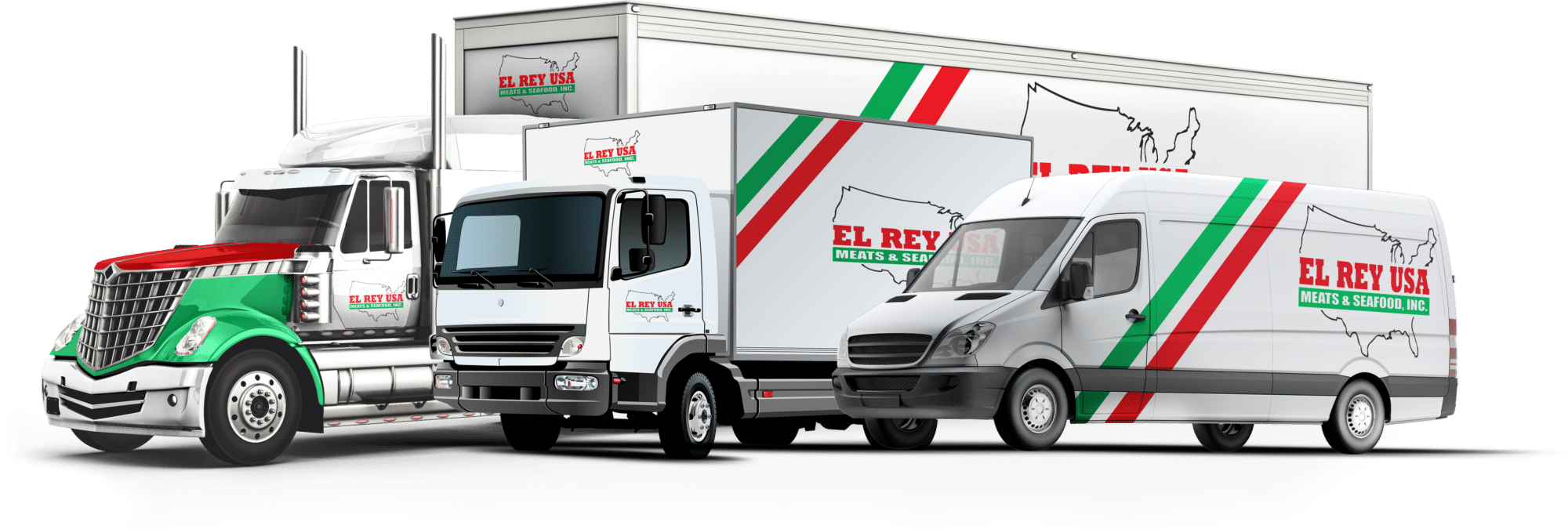 Three different size delivery trucks